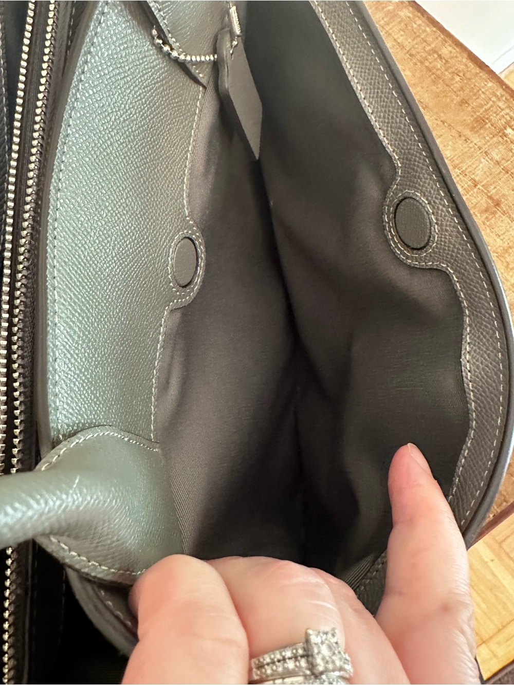 Coach Gray Saffiano Leather Tote with Double Handles - Picture 6 of 6